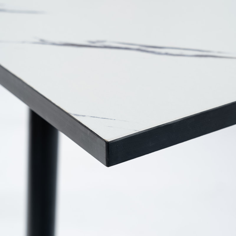 Extendable Metal Base Dining Table, White