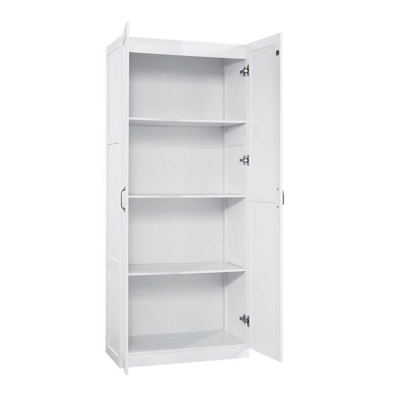 Armoire de rangement moderne Cornelia avec 4 tablettes fixes et réglables en blanc, Blanc