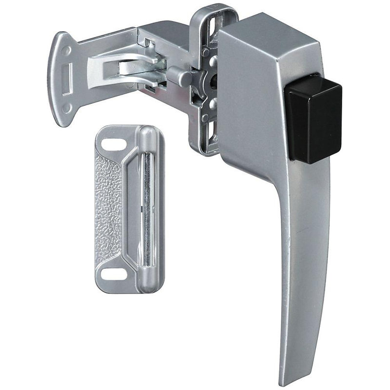 Loquet à bouton-poussoir sans clé, Argent, H 1,5 po x l 4,5 po x P 9,5 po