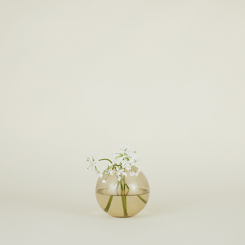 Handblown Smoke Glass Sphere Table Vase, 6"