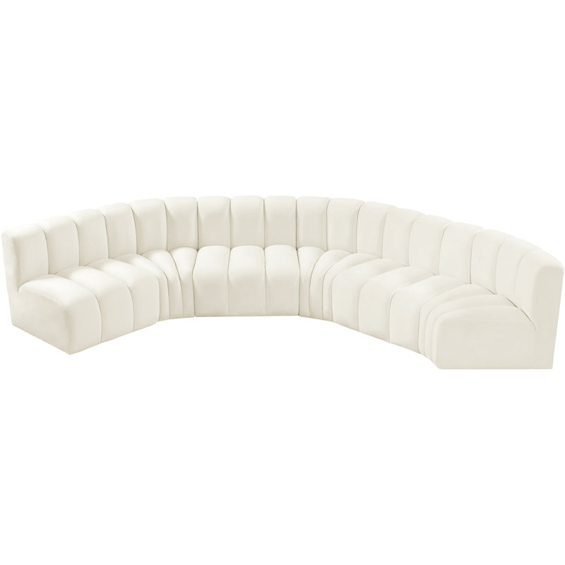 Huxleigh Upholstered Curved Sectional Reversible, Cream Velvet