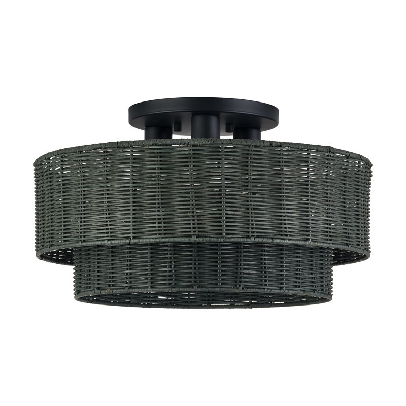 Grand semi-encastré 3 lumières Weavington, Noir mat, Gris