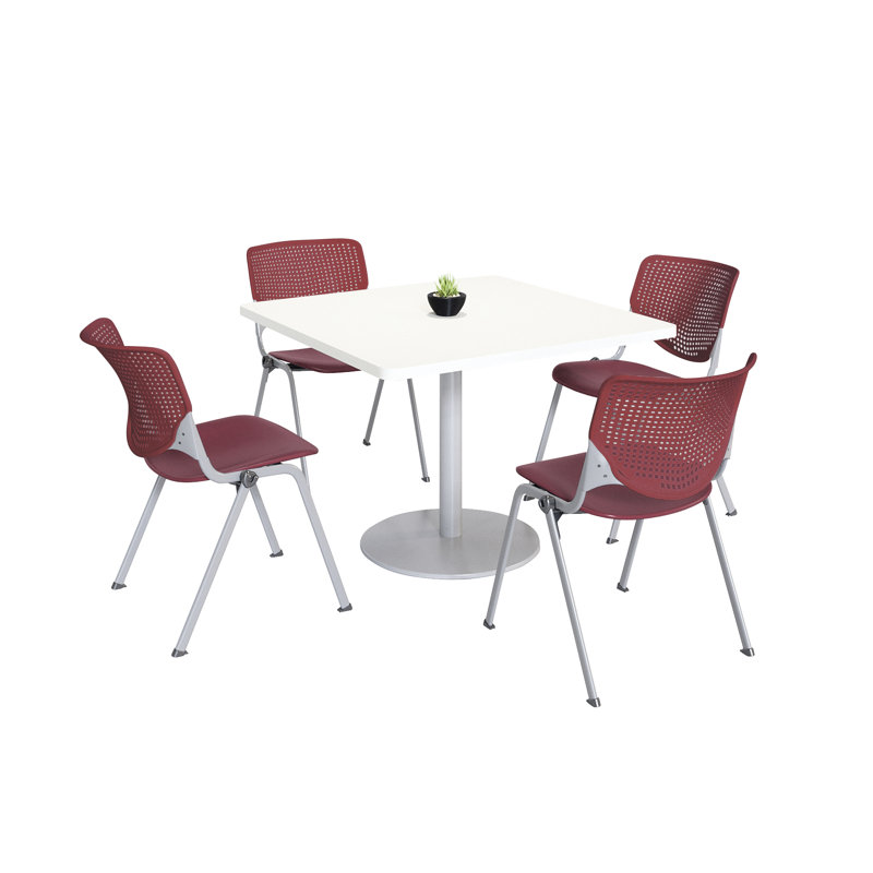 Ensemble de table de salle à manger et de chaise Kool Mode, H 29 po x L 36 po x l 36 po, Bourgogne, Blanc