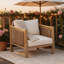 Chaise de patio en bois d'acacia, chaise longue en osier PE brun clair avec coussins amovibles beiges