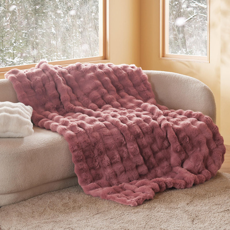 Literie Fluffy, Rose foncé, Jeté XL