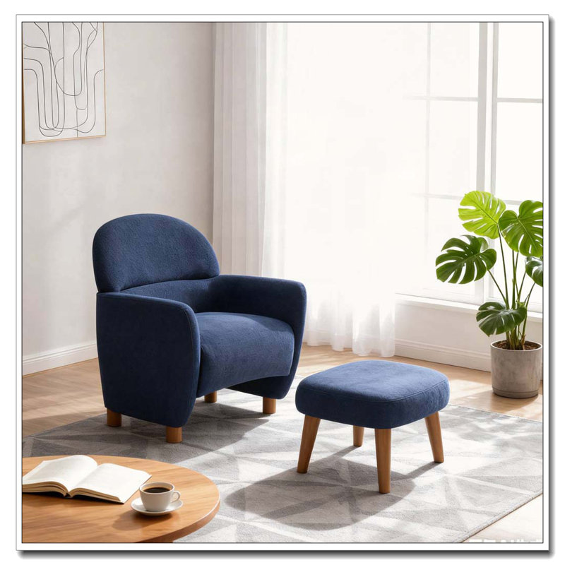 Chaise de loisir rembourrée avec repose-pieds, Bleu