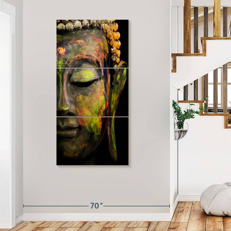 " Half Buddha Face " 3 Piece Art Set, 80" H x 39" W x 1.25" D