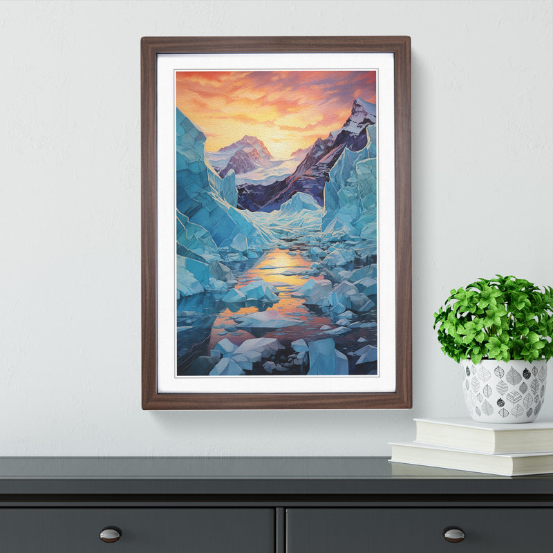 Glacier Informel - Framed Print, Walnut, 64cm H x 46cm W x 2cm D