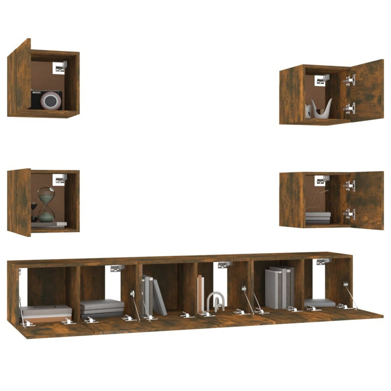 Korrine Unfinished TV Stand, Smoked Oak