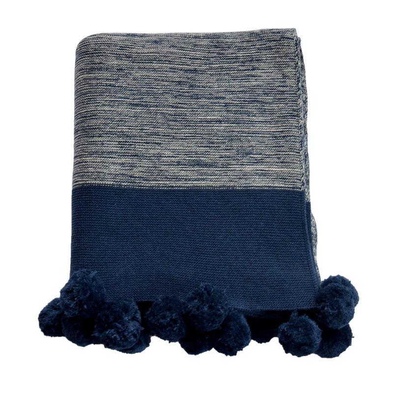 Knitted Throw Blanket, Navy