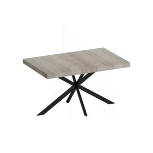 Table de salle à manger extensible avec boîte de rangement, table de salle à manger en fer fin à base en fer pour 4 à 6 personnes