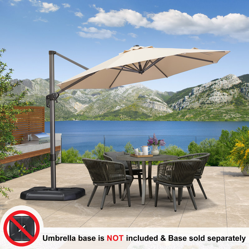 Parasol rond en porte-à-faux beige Balvin, Beige