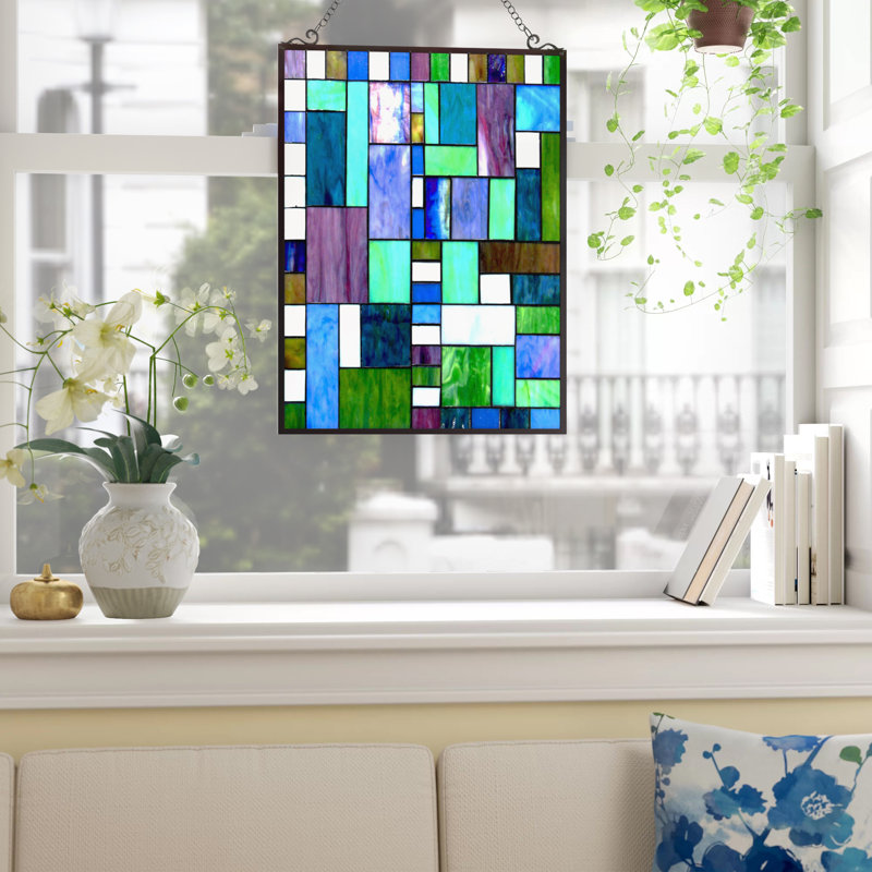 Geometric Window Panel - stained glass wall decor