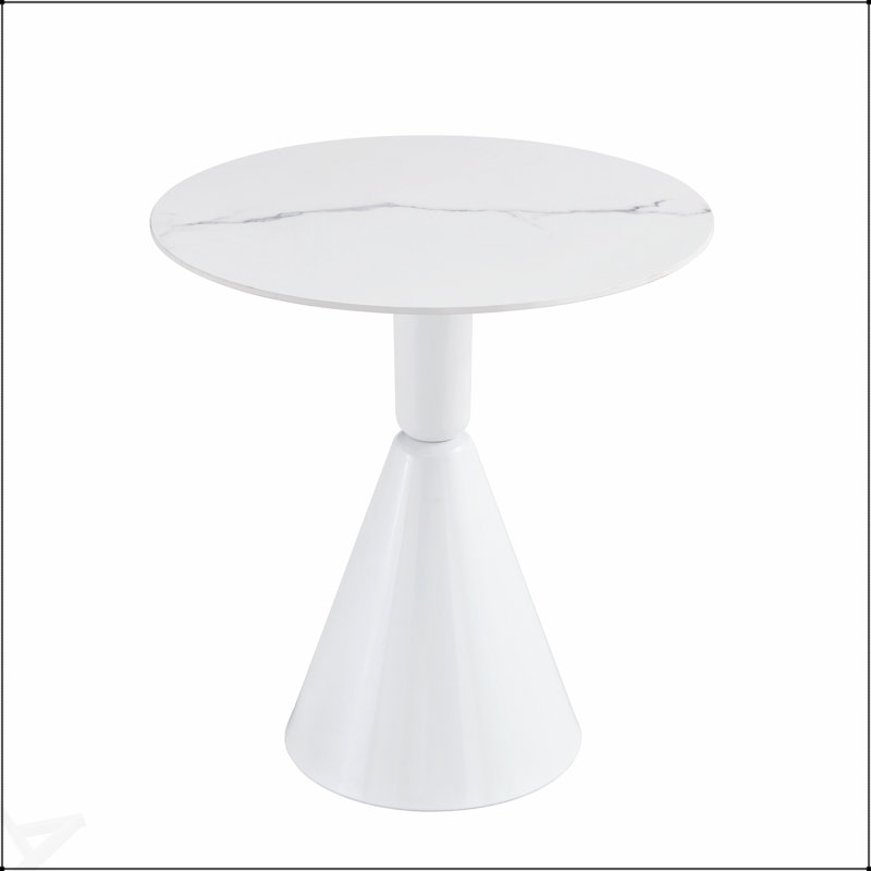 Table basse en pierre naturelle blanche, conception moderne simple pour le balcon et la salle à manger, durable et spacieuse
