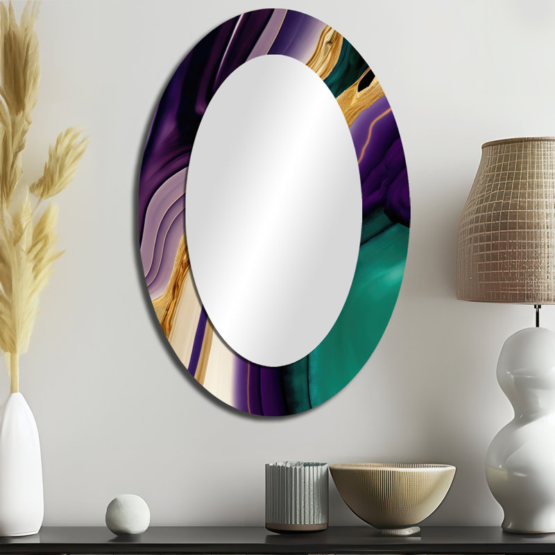 Miroir mural mauve, vert et doré, 36 po x 24 po