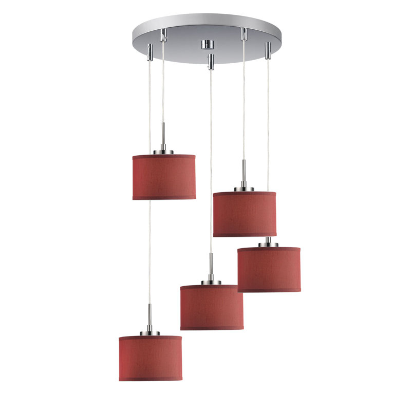 Ensemble de luminaires suspendus 5 lumières Melnik, Gris, Nickel