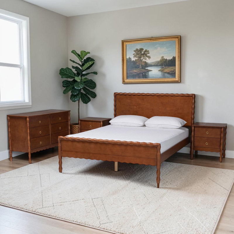 Ensemble de chambre à coucher Javier 4 pièces pour lit queen avec 2 tables de chevet