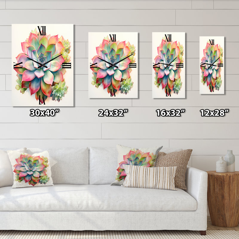 Blossoming Succulent Tender Retro Pink I - Succulent Très horloges murales, Petit