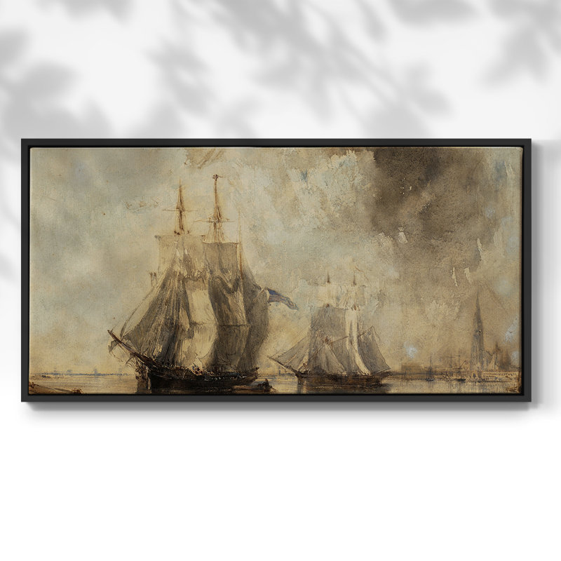 Série nautique-CECXII- Toile tendue avec châssis tendue, prête à être accrochée, Noir, H 21 po x l 41 po