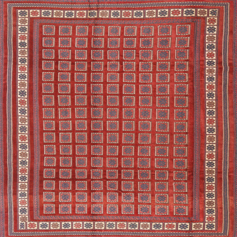 Tapis orange Southwestern, Carré 6 pi