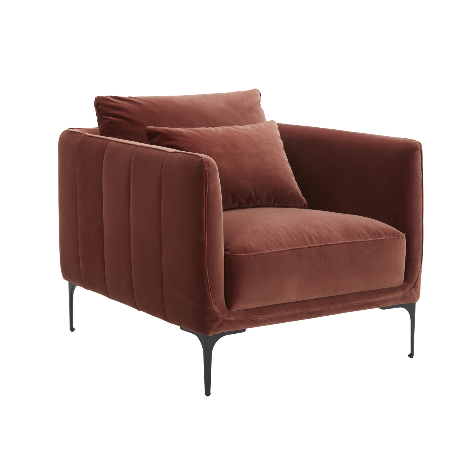 Rae 3-Piece Velvet Living Room Set, Left Hand Facing, Falkirk Reddish Brown