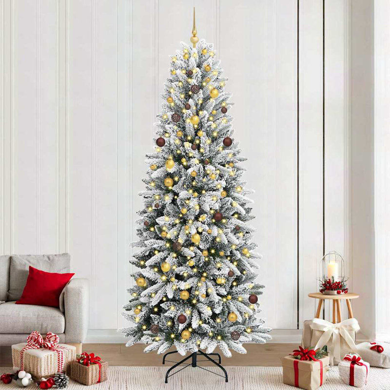 Artificial Christmas Tree with 300 LEDs White 73 x 73, 240 cm, with Leds & Gold/Bronze Balls