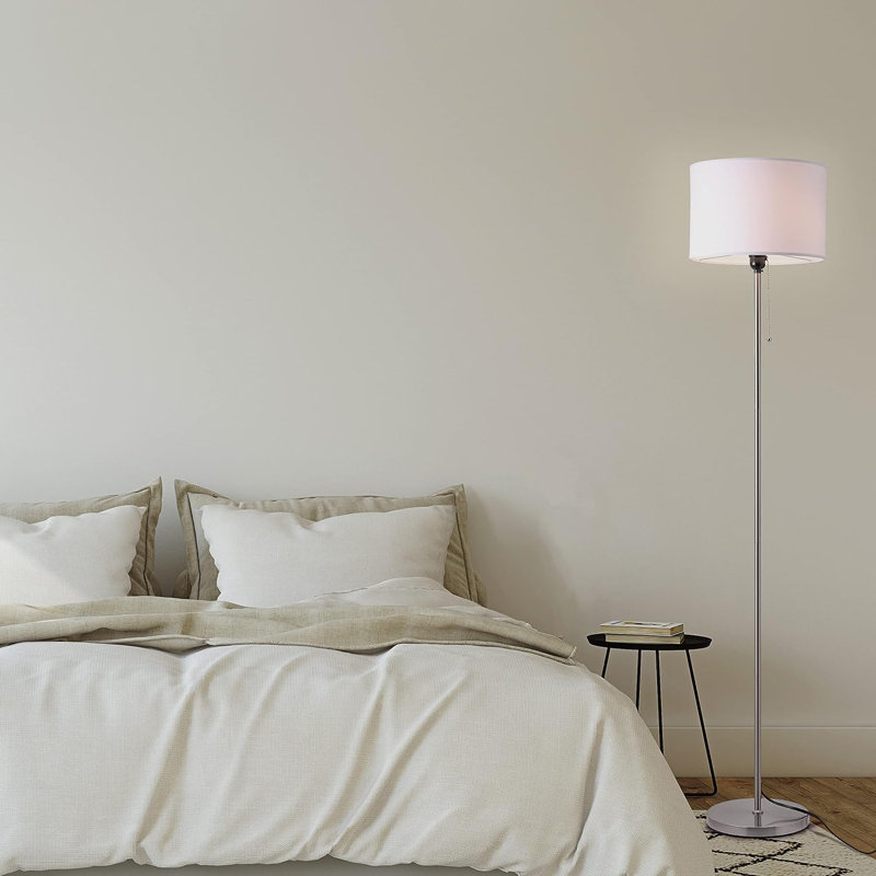 Kelisia 55" Drum Shade Standing Lamp LED Floor Lamp. Pull Chain Switch, E26 Socket, Modern Minimalist Design, Simple Floor Lamp for Living Room, Bedroom, Office,
