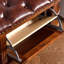 Banc rembourré en cuir véritable brun noisette