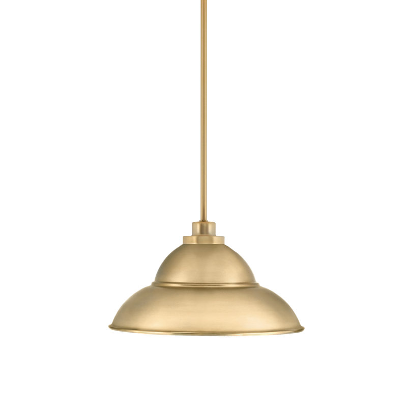 Mini-luminaire suspendu suspendu Odyssey avec double abat-jour en métal, Laiton New Age, H 7,5 po x l 13 po x P 13 po