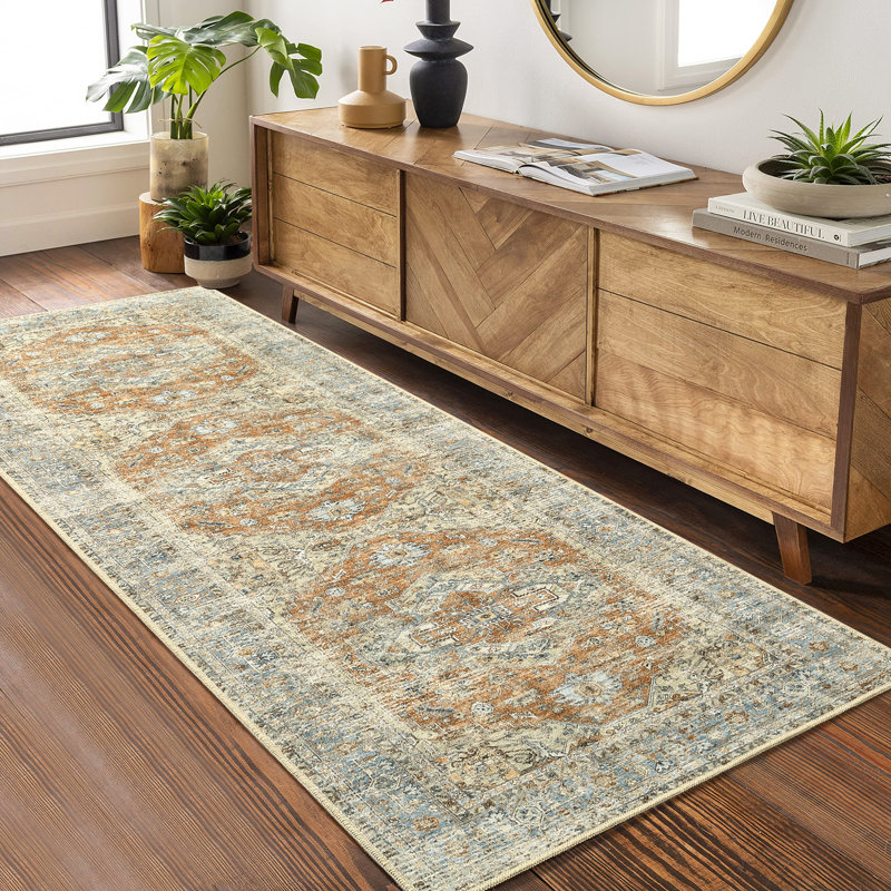 Rolunda Washable Floral Indoor Rug, Runner 2' x 6'