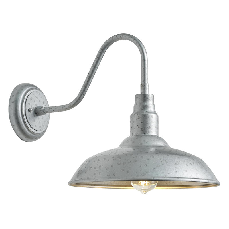 10 Inch Dome Outdoor Gooseneck Barn Light Fixture with Wall Mount, Porch Barn Door Lighting, Farmhouse Style Porch Gooseneck Wall Light