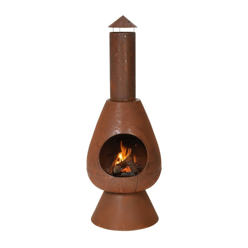 Oval Steel Wood Burning Smokeless Chimnea, Brown