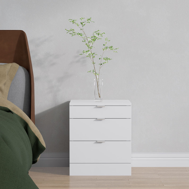 3 Drawers Bedside Table Bt301, White