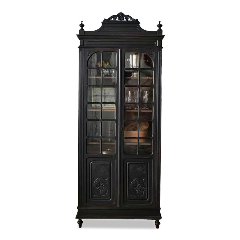 Black Solid + Manufactured Wood+Glass Display Cases