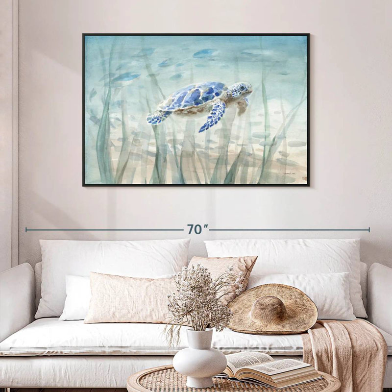 Tortue sous-marine, 46 po x 31 po, Cadre flottant noir