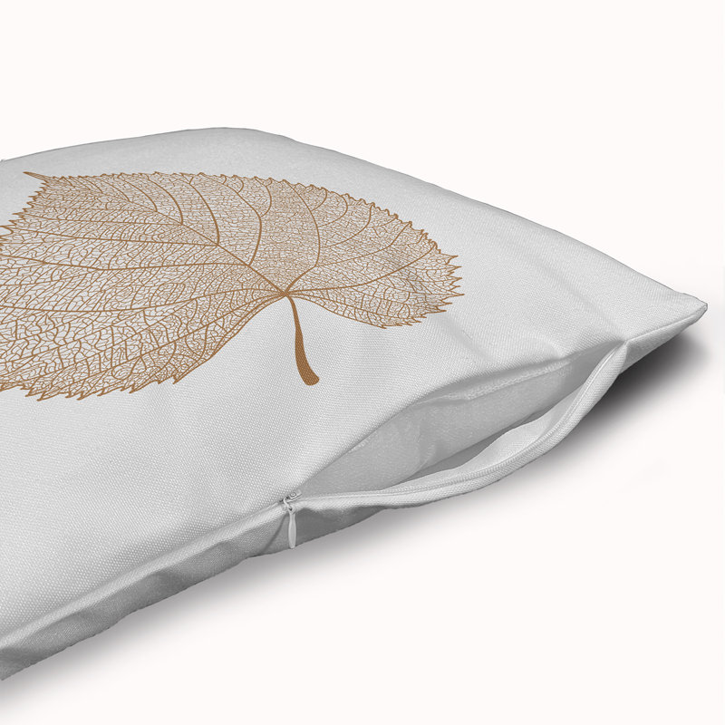 Coussin décoratif en polyester floral, 26 po x 26 po, Caramel