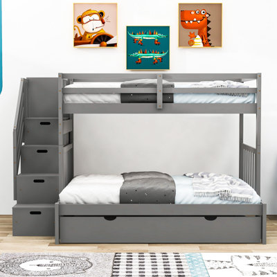 Dothan Twin Over Twin/Full 4 Drawers Wood Bunk Bed with Twin Size Trundle by Harriet Bee -  A7364E9B74D7410B81C31A20499304F9