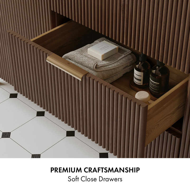 Kensington 48" Bathroom Vanity in Fluted Birch, Brown Reeded Birch