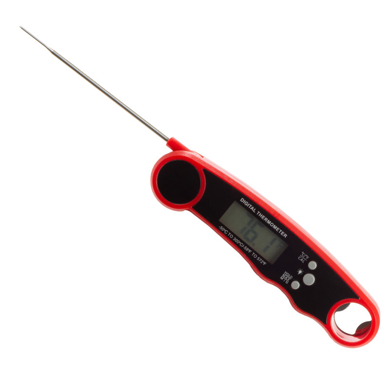 Red Water-Resistant Digital Wireless Meat Thermometer