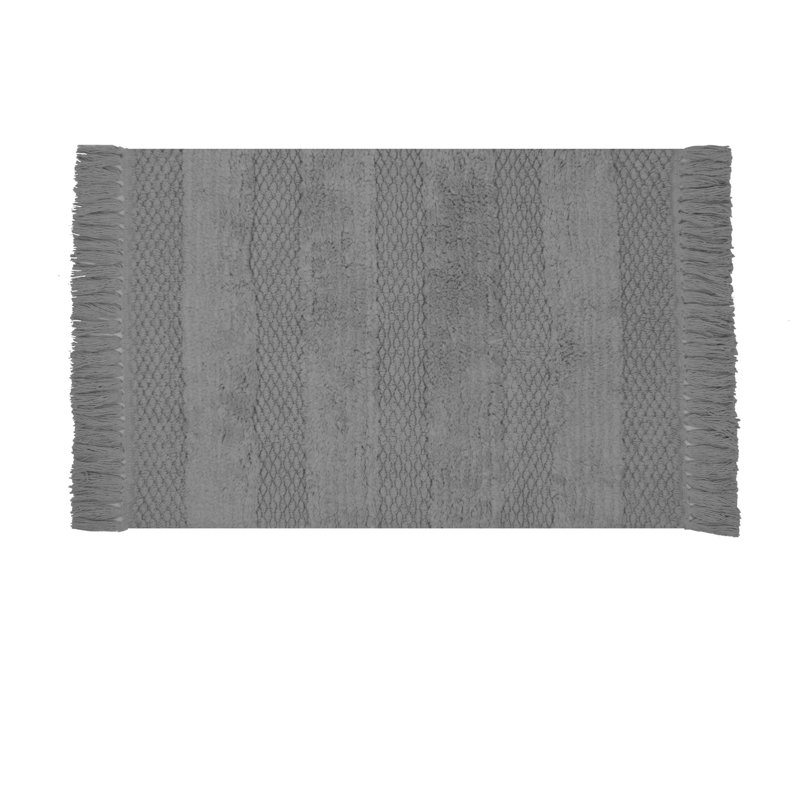 Vihaan Cotton Bath Rug, Gray