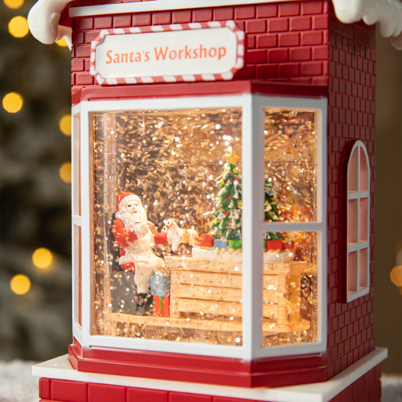 10.5"H Lighted Christmas Santa's Workshop Waterglobe