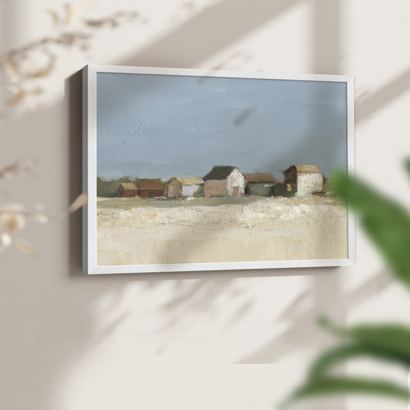 Seafront Shanties II -Framed Print - Restickable, H 11 po x l 14 po, Blanc