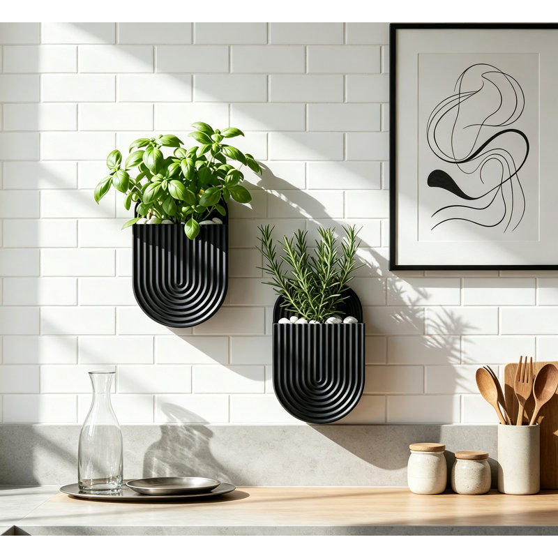 Ensemble de 2 vases muraux bohèmes en bambou pour plantes d'intérieur, entrée, couloir, salle de bain, salon, salle à manger