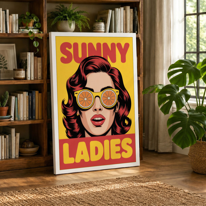 Sunny Ladies Retro - Wrapped Canvas, 36x24 - 91.4 x 61.0 cm, Sage Border