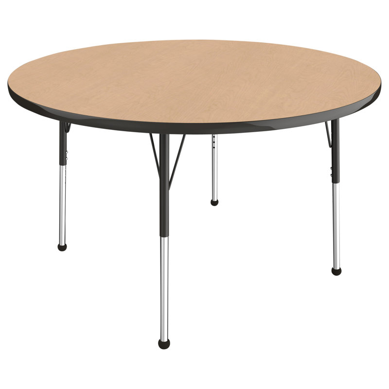 Table ronde à hauteur réglable, 48", Érable / noir, Standard Ball Glide