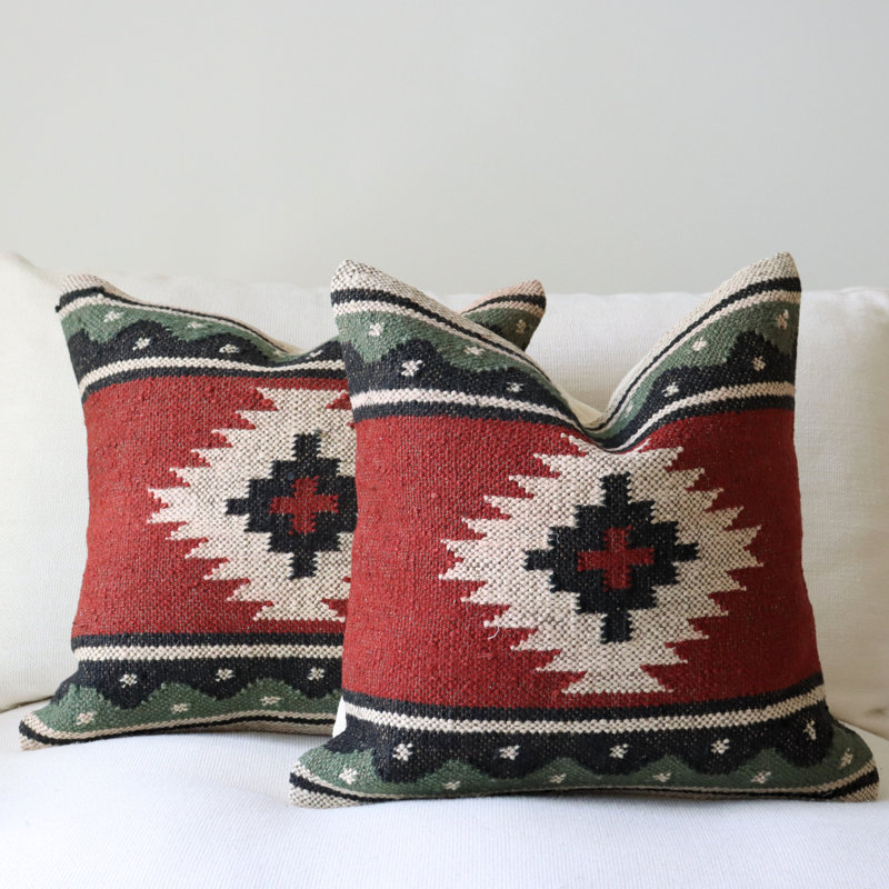 Kilim jute et laine, Red Abstract 