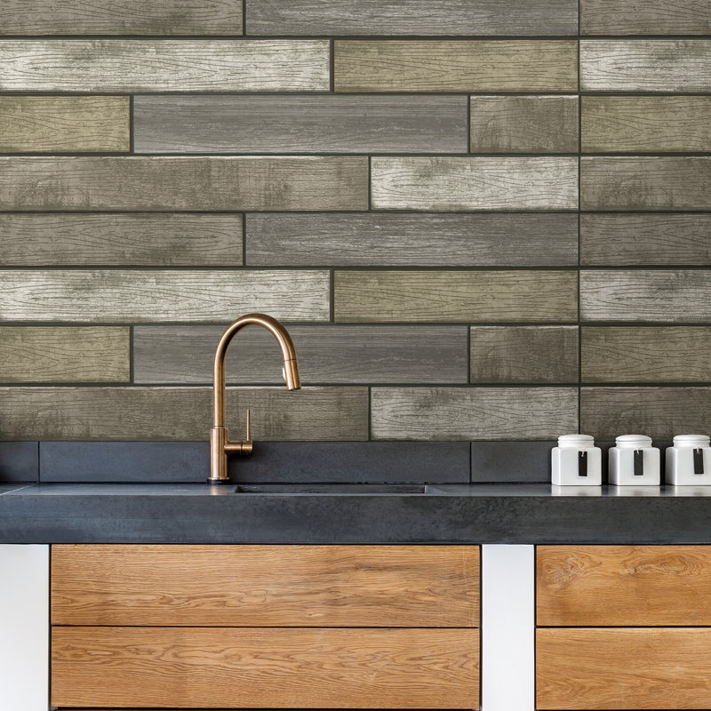 Décalcomanie murale planches en bois