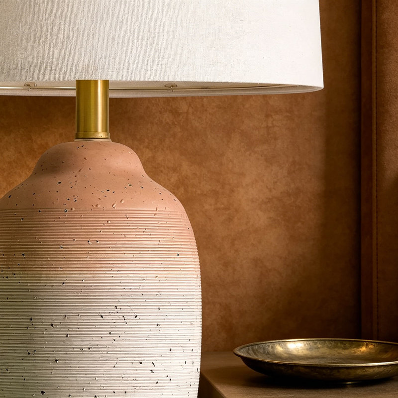 Lampe de table en céramique 24,5 pouces avec abat-jour en lin, lampe de chevet rustique vintage pour salon, entrée de table de chevet, cordon de 5 pi, douille E26