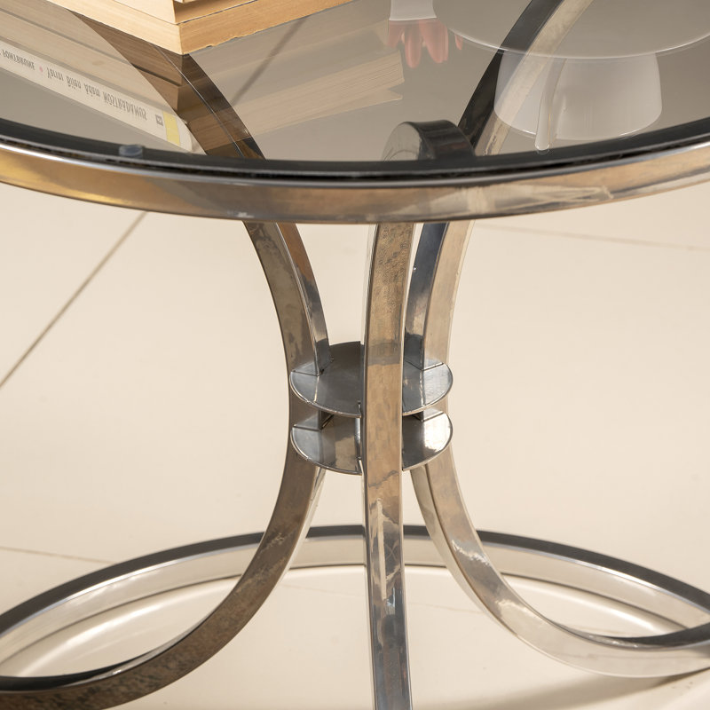 Seda Glass Top End Table, Chrome