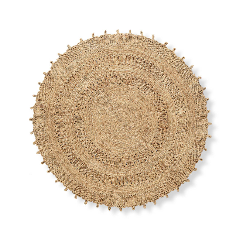 Tapis rond tissé à la main Medallion, Rond 4 pi